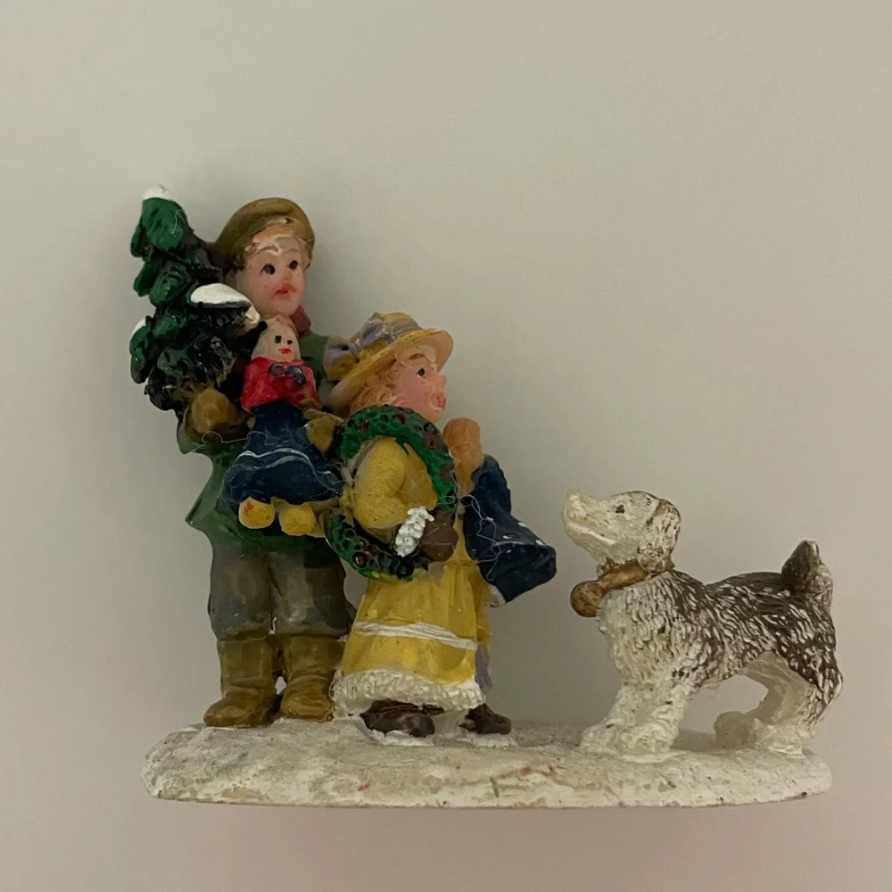 Vintage Set/3 Victorian snow village figurines